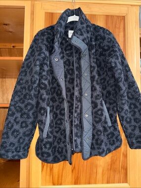 Abercrombie & Fitch Black Faux Fur Leopard-Print Jacket